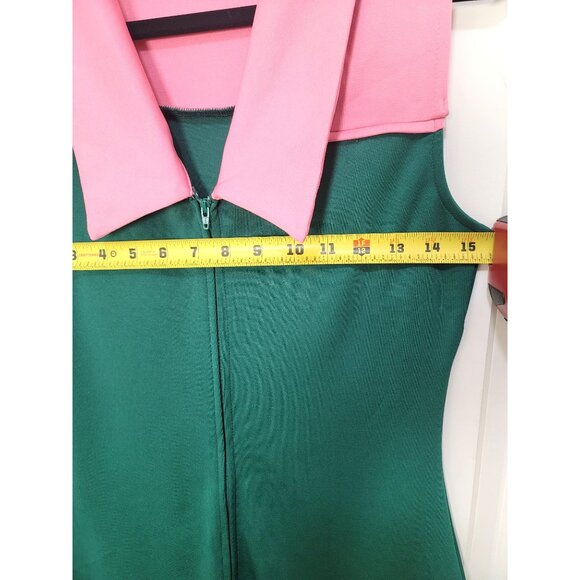 Smak Parlour Collection Retro-Inspired Green & Pink Sleeveless Dress Floral Acce - Picture 6 of 10